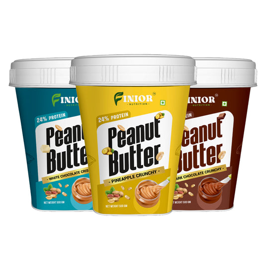 FINIOR High Protein Peanut Butter Combo (Dark Chocolate, Pineapple, White Chocolate) 1.5 kg  (Pack of 3)