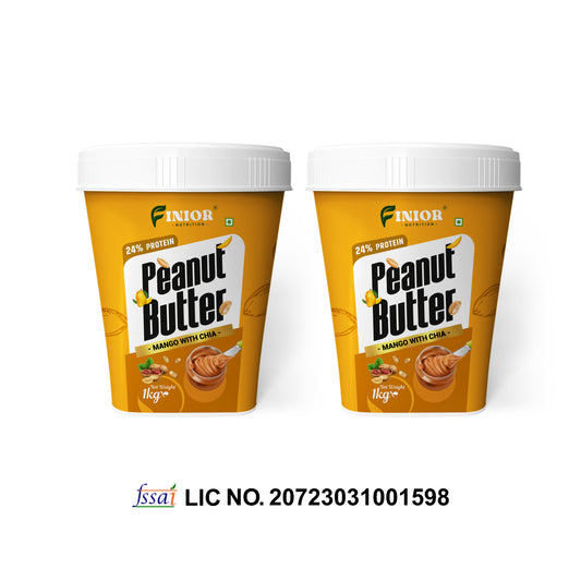 FINIOR High Protein Peanut Butter (Mango Chia) 1 kg each  (Pack of 2)