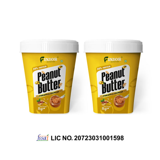 FINIOR High Protein Peanut Butter (Pineapple Crunchy) 1 kg each (Pack of 2)