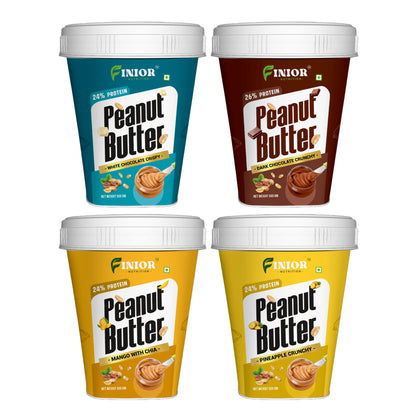 FINIOR High Protein Peanut Butter (Chocolate, Mango, Pineapple, White Chocolate) 2000 g  (Pack of 4)