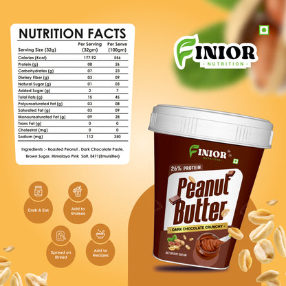 FINIOR High Protein Peanut Butter (Dark Chocolate Crunchy, Mango Chia) 1 kg each    (Pack of 2)